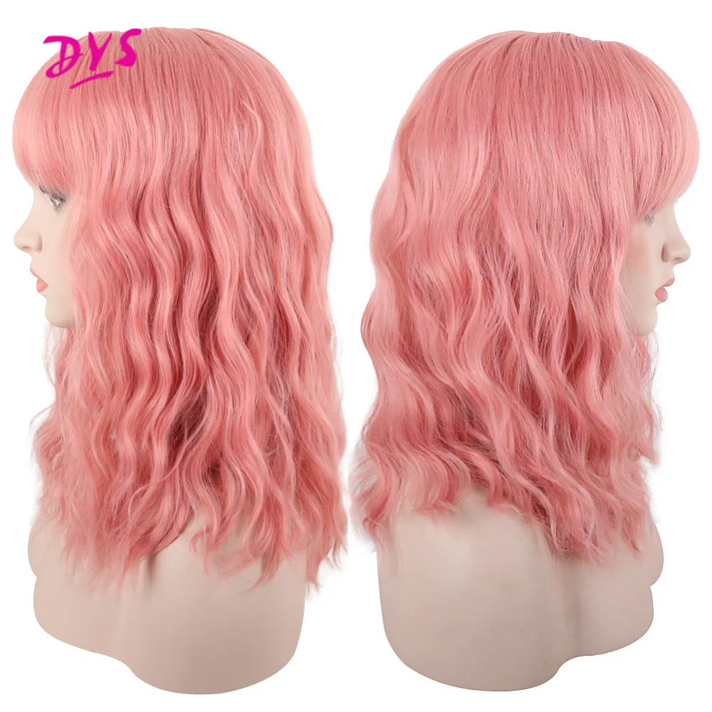 Deyngs парик из коротких синтетических волос с челкой для женщин волнистые парики термостойкие косплей костюм красочный парик