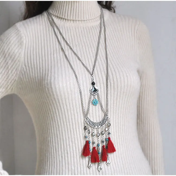 

N1932 Spring Body Pendant Choker Ethnic-Style Line Tassels Multistory Necklace Europe And America FP Celebrity Style Necklace