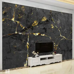 Custom 3D Mural Wallpaper Luxury Black Golden Marble Pattern Photo Living Room Sofa TV Background Waterproof Papel De Parede 3D