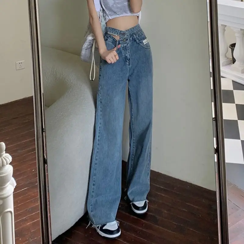 Designer Jeans Women Loose Hole High 