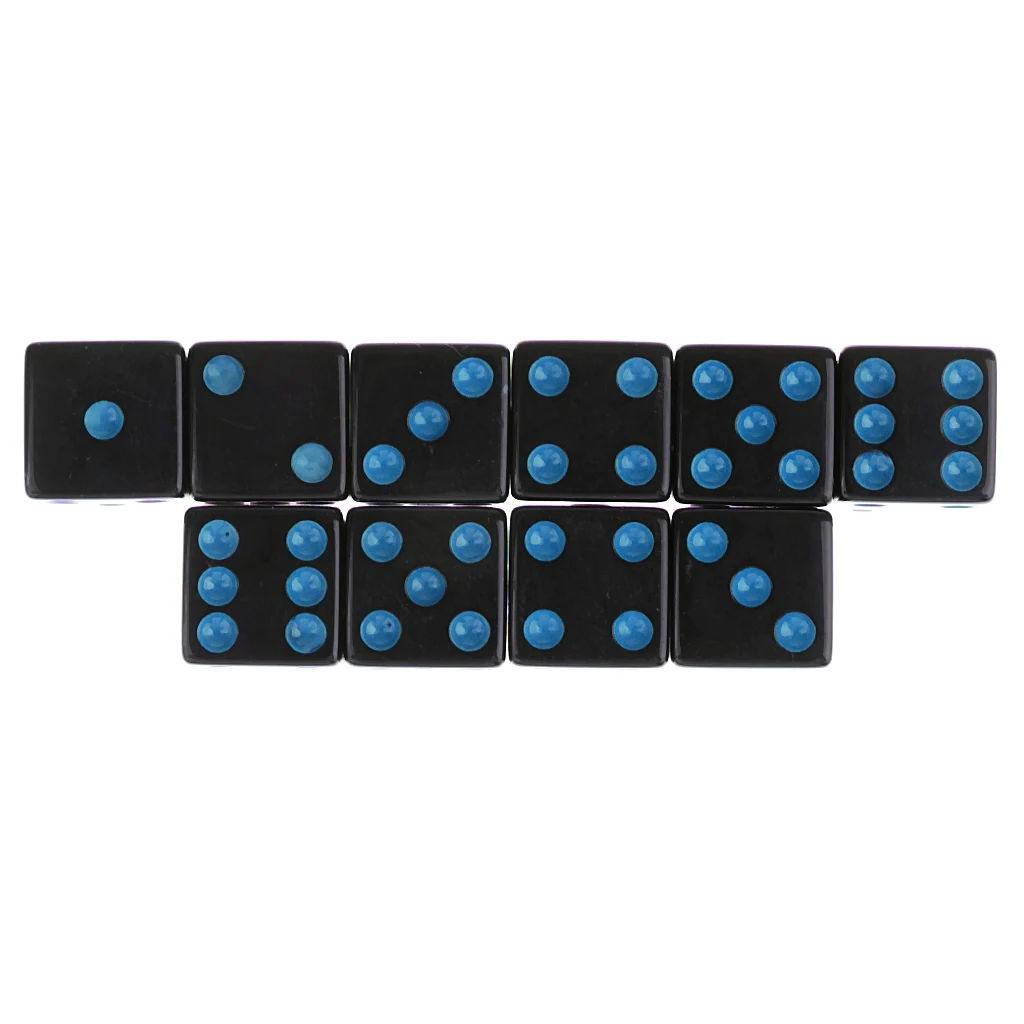 20Pcs Plastic Dotted Dices 16mm 6 Sided Die for Party Role Playing Game Prop