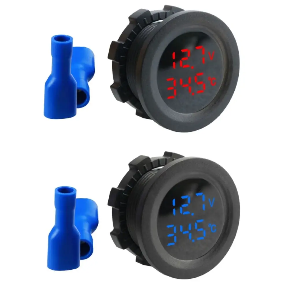 12-24V Round Temperature Voltmeter Auto Voltage Test Display Digital Measurement for Car Motorcycle Boat Yacht | Автомобили и