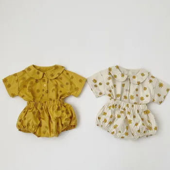 

2020 Summer Boys and Girls Sets Baby Cute Flower Short Sleeve + Shorts