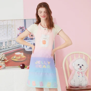 

Gradual bear marshmallow, cotton and hemp couple coffee shop custom apron, waterproof
