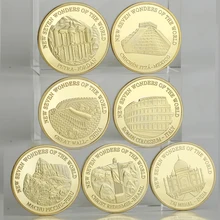 Семь чудес мира на заказ большая стена позолоченная монета домашний декоративный Китайский знаменитый пейзаж Золотая монета