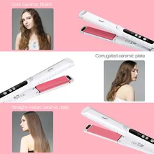 CkeyiN 3 в 1 светодиодный дисплей Профессиональный Выпрямитель для волос щипцы для завивки волос инструмент для укладки волос с 4 сменными пластинами