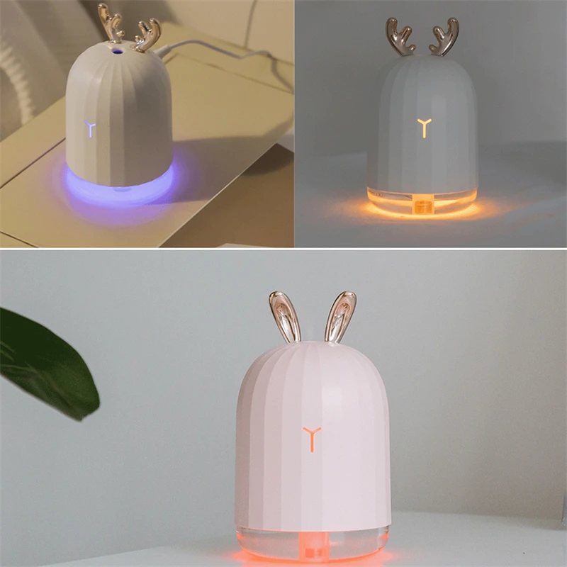 

220ML Ultrasonic Cute Deer Air Humidifier Aroma Essential Oil Diffuser for Home Car USB Fogger Mist Maker With LED Night Lamp