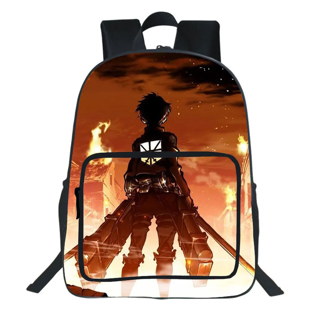 

19 Inches Anime Attack On Titan School Bag Men Traveling Rucksack Large Capacity Cartoon Double-layer Backpack Anime Bookbag
