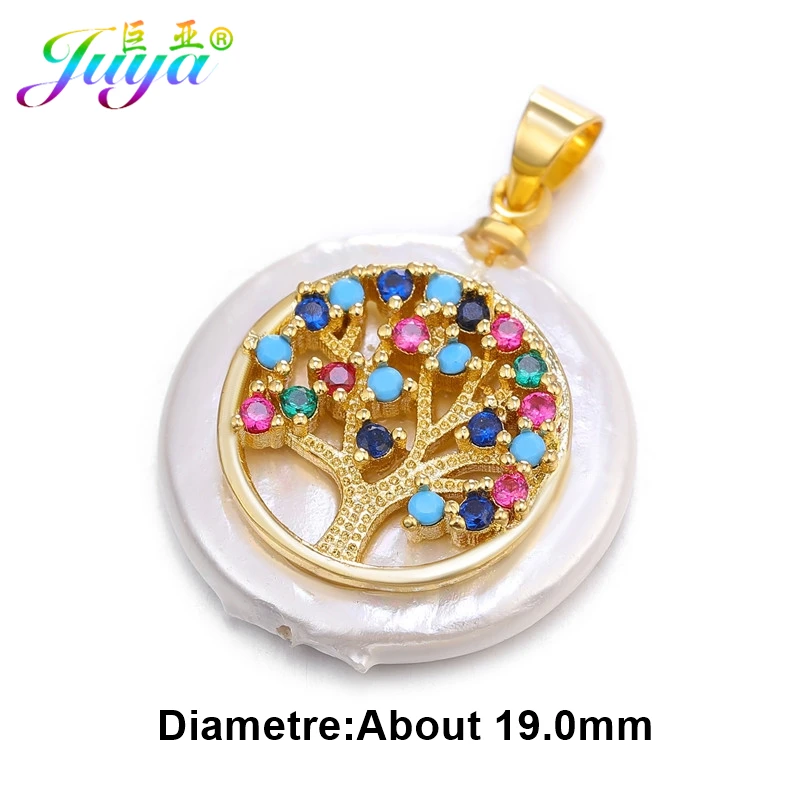 Juya Micro Pave многоцветные кристаллы любовь животное Рождество колокольчик узор в виде ракушки жемчуг кулон Подвески для изготовления модных ювелирных изделий - Окраска металла: Gold