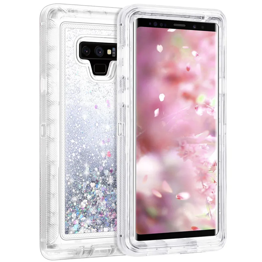 best case for samsung 3 in 1 Glitter 3D Bling Sparkle Flowing Quicksand Liquid Transparent Shockproof TPU Case For Galaxy S21 S20 Note 20 S9+ S8 Case silicone case for samsung Cases For Samsung