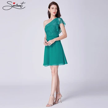 

OLLYMURS New Elegant Woman Evening Gown Sexy Off Shoulder Lace Green Short Evening Dress Suitable for Formal Parties