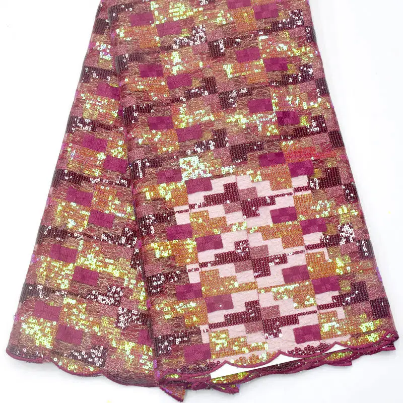 5 ярдов розовый Африканский ручной работы органза кружево ткань с блестками блеск и блестящий нигерийский французский швейная одежда Высокое качество mv070