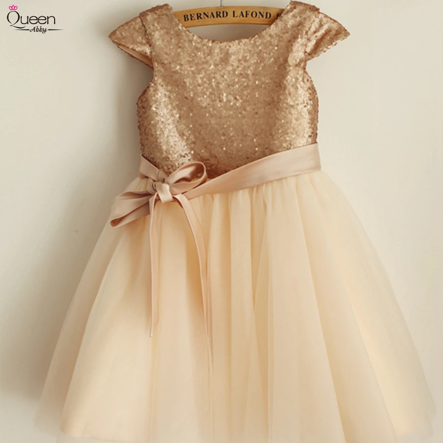 flower girl dresses in champagne