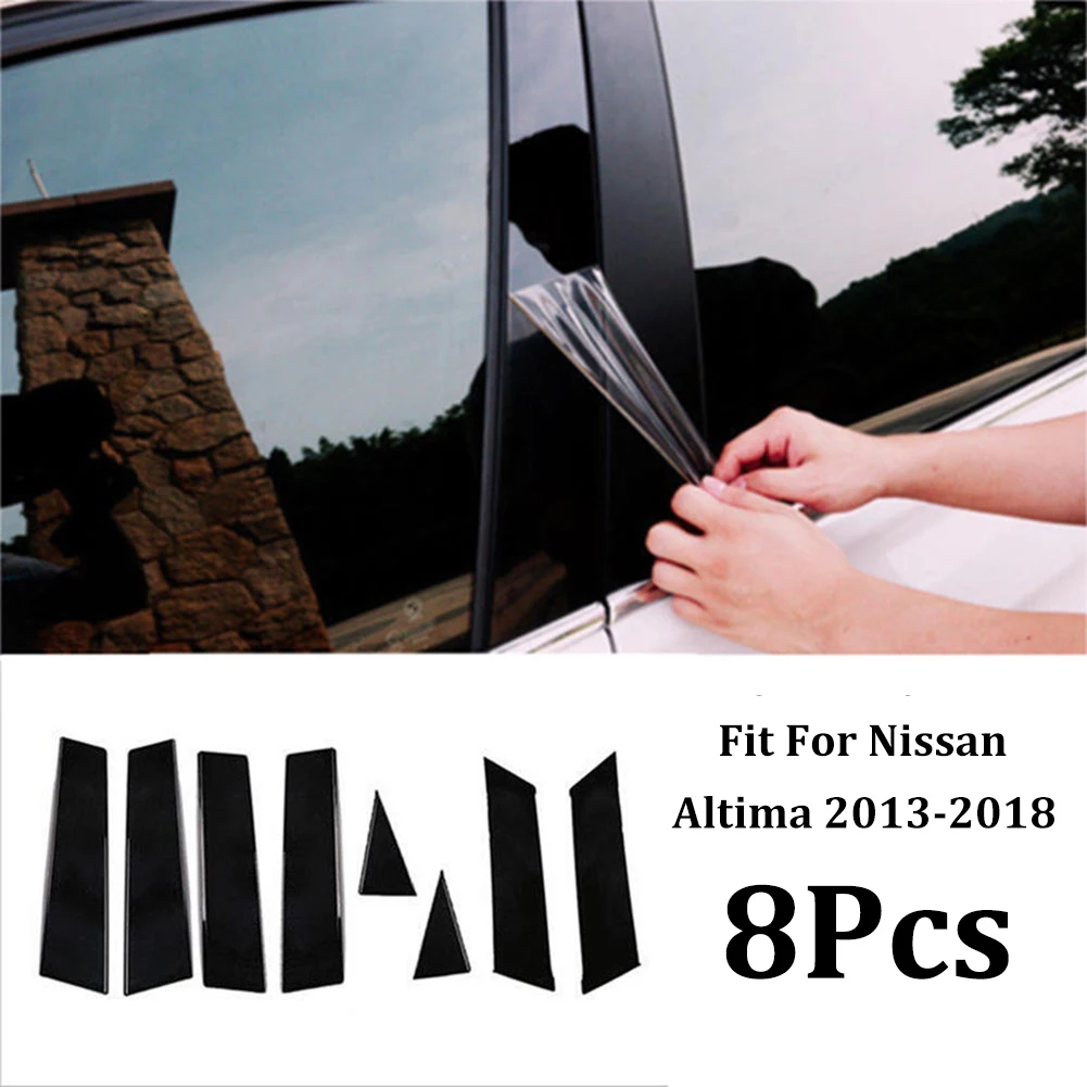 

8Pc Polished Pillar Posts Door Window Trim Cover Fit For 2013-2018 Nissan Altima