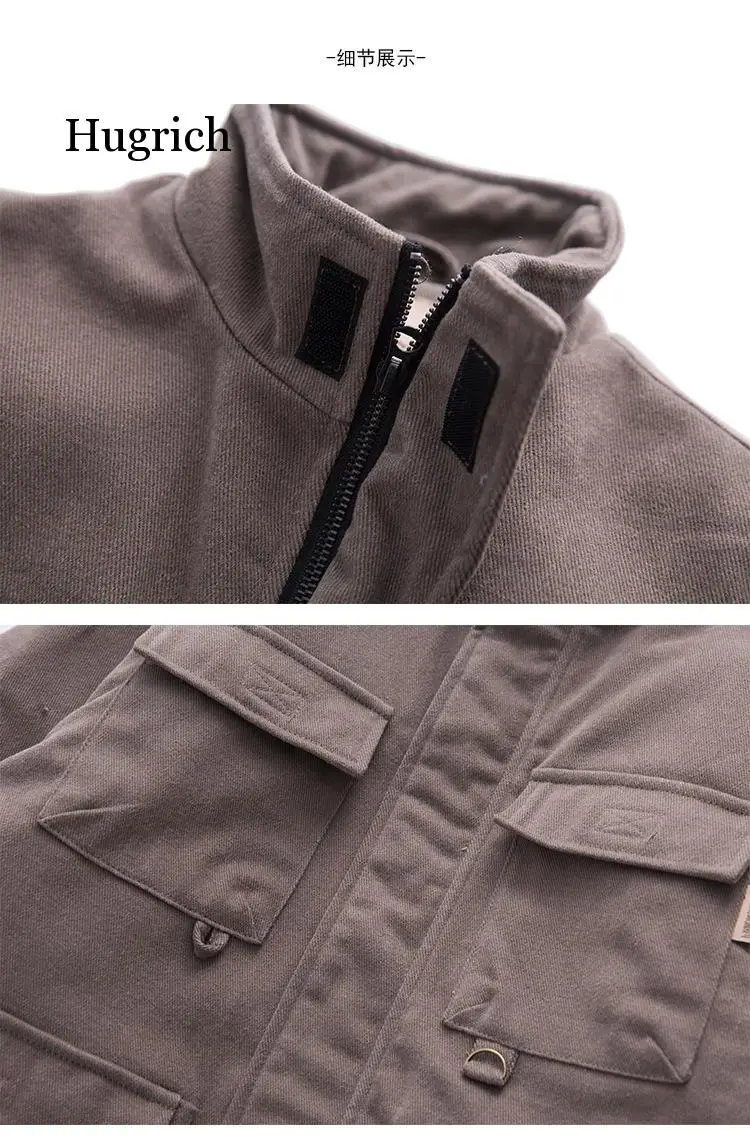 2021 Autumn Winter New Padded Military Flap Pockets Field Jacket Men Vintage Aesthetics Cargo Outerwear  Coats
