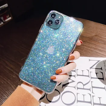 

YISHANGOU Bling Glitter Phone Case For iPhone 11 Pro SE 2 XR X XS Max Shining Sequin Soft Clear Cover For iPhone 7 6 6s 8 Plus