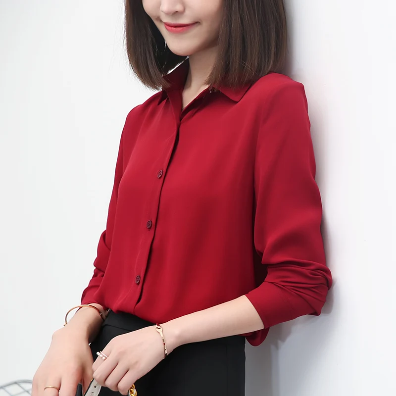 여성 쉬폰 셔츠 2025 신상 멀티 컬러 여성 상의 및 블라우스 플러스 사이즈 오피스 ZA 스타일 긴팔 블라우스 의류