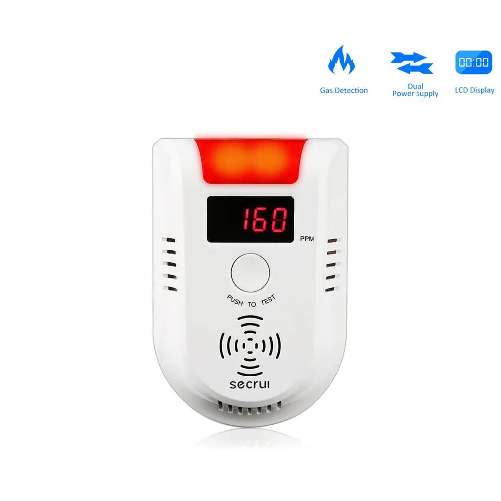 SECRUI GD13W Wireless Digital LED Display Combustible Gas Detector Independent Red LED Light Flashes For GSM PSTN