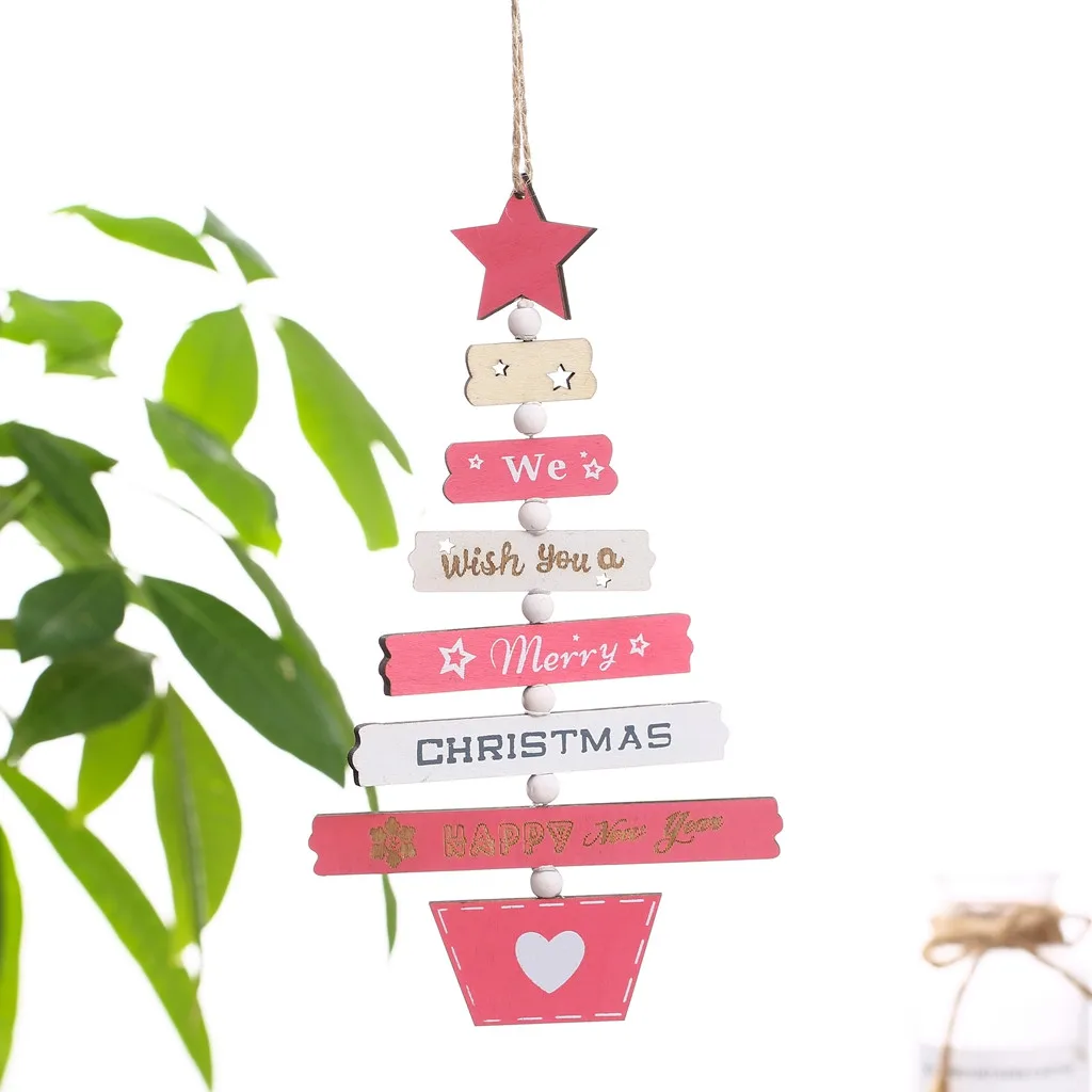 Дерево с буквами, полые деревянные рождественские висячие украшения, очаровательный декор, набор, рождественская подвеска, подвесное украшение в виде рождественской звезды A19