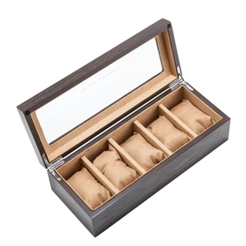 

Top 5 Slots Luxury Wood Watch Storage Box with Window Pewter Veneer Watch Display Case Fashion Jewelry Gift Watch Boxes C031