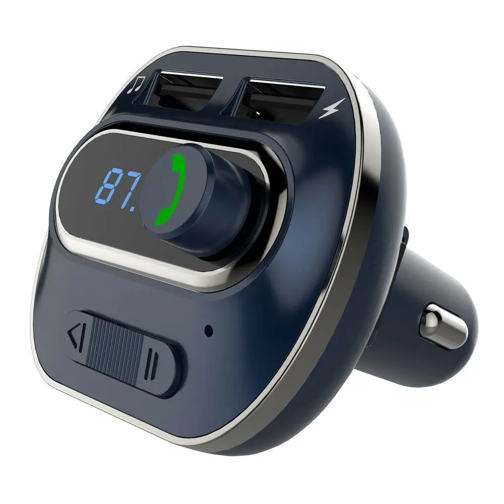 Auto Hands Free Bluetooth Wireless Car AUX Audio Receiver FM Adapter USB Charger Phone Chargers For Huwei Xiaomi Iphone - Цвет: Синий