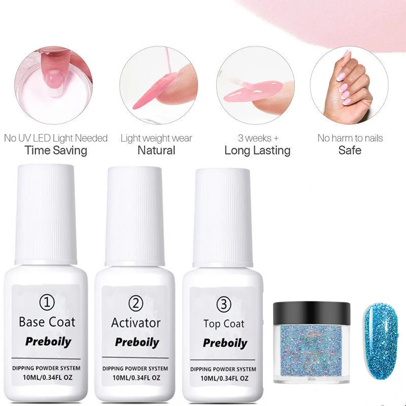 

4Pcs/Set Laser Nail Art Dip Powder Nail Color Natural Dry Without Lamp Nail Dipping System Powder Nails Decoration