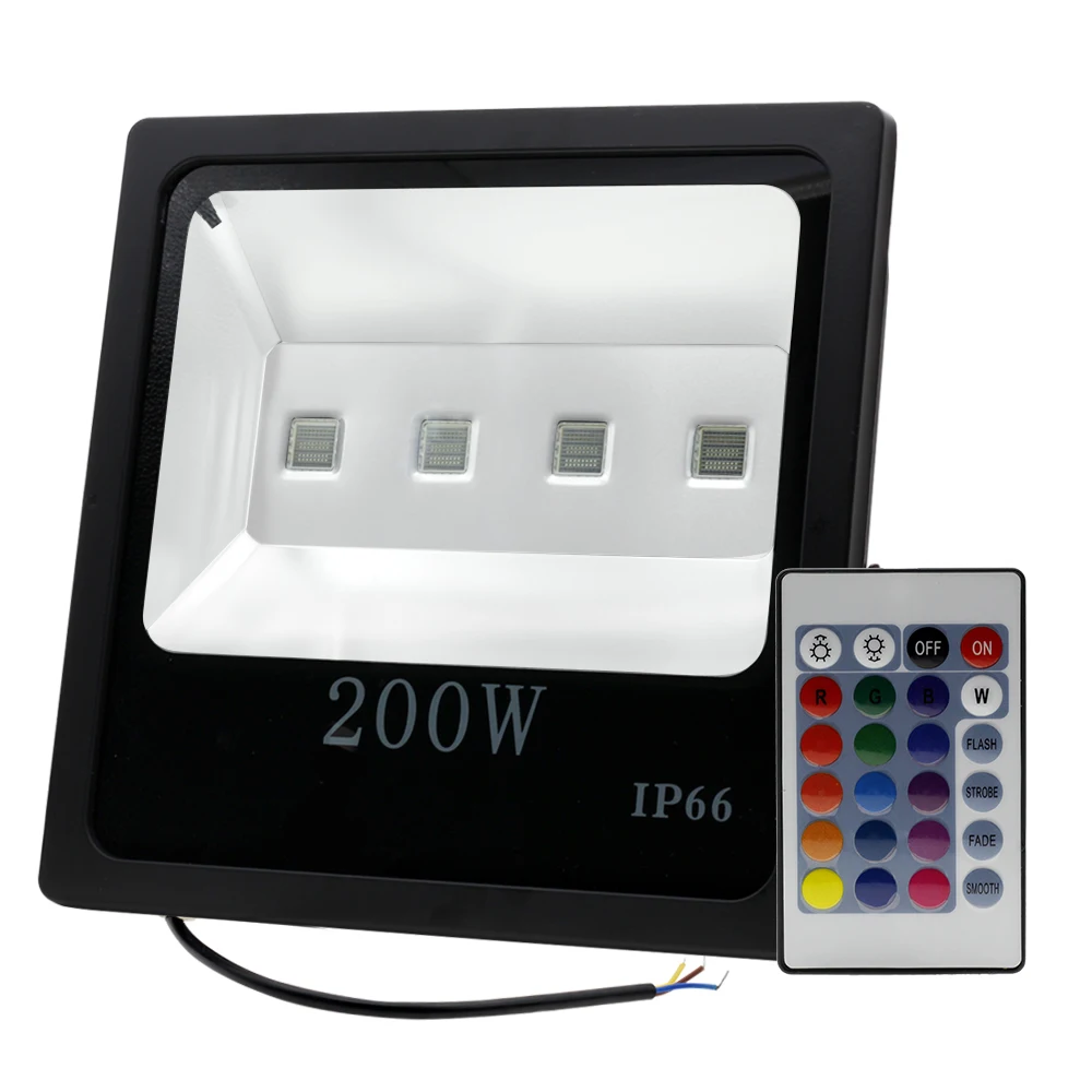 200W Светодиодный прожектор 220 В 10 Вт 20 Вт 30 Вт 50 Вт RGB прожектор с 24 клавишами дистанционного управления Водонепроницаемый наружный отражатель для садового освещения - Испускаемый цвет: 200W