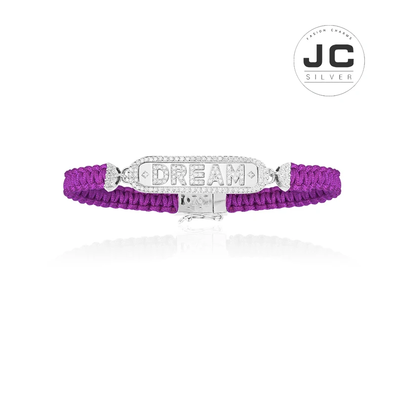 Новые модные амулеты Серебро 925 оригинальная гравировка, мечта фиолетовый плетеный браслет для женщин с монологотипом Гламурные циркониевые ювелирные изделия