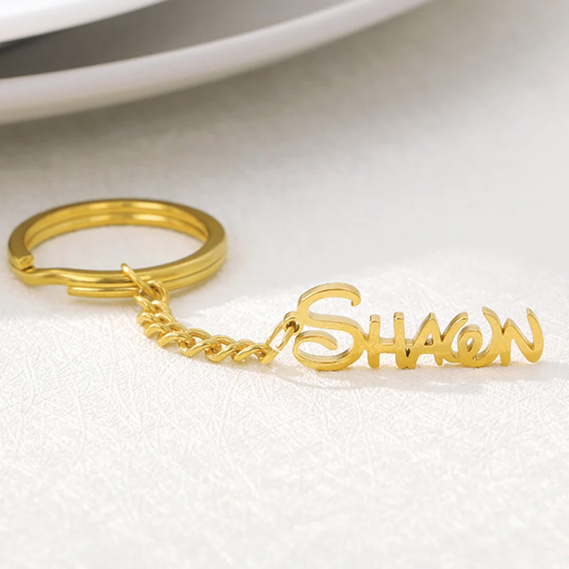 

Personalized Name Pendant Stainless Steel Nameplate Keychain Women Men Handmade Custom Keychain Jewelry Mom Friend Birthday Gift