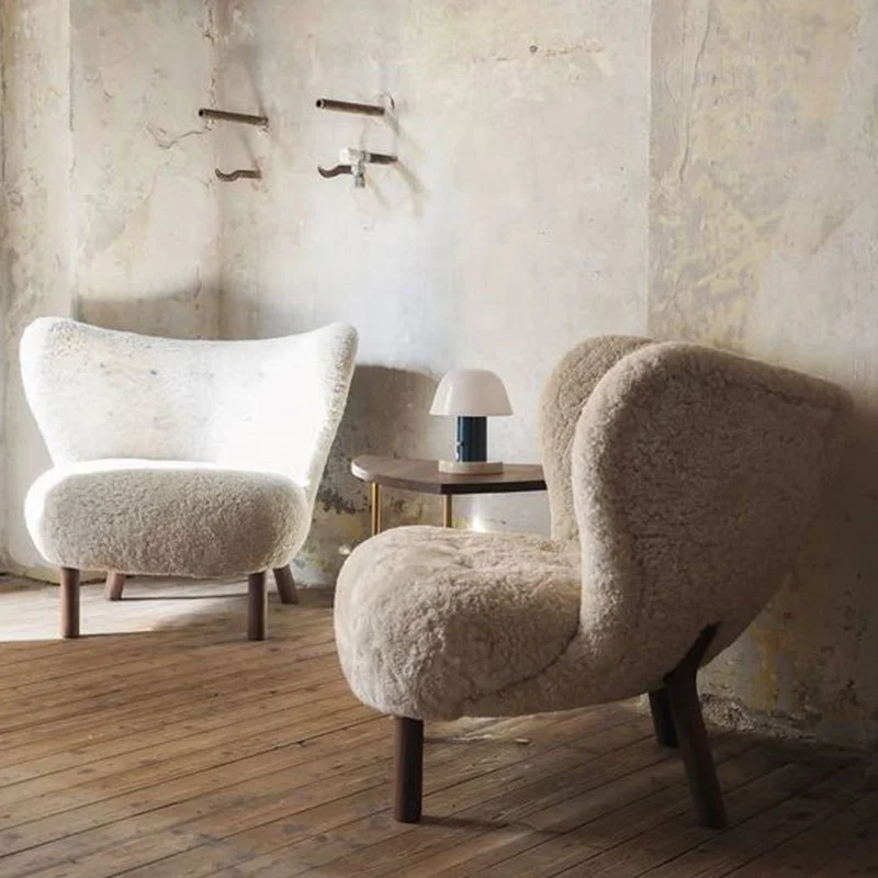 

Роскошный домашний стул для отдыха, кофейный лаунж, стулья из овечьей шерсти, стул для отдыха для отеля, ресторана