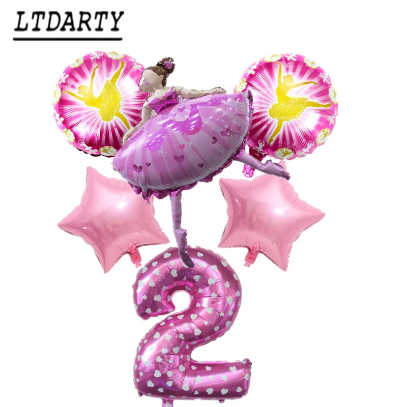 6 шт в виде танцующей девочки с 18-дюймовые звезда балерина воздушный шарик для девочек Девочка с днем рождения 0-9 день рождения Детская игрушка модель украшения 32 ''розовый цифровой