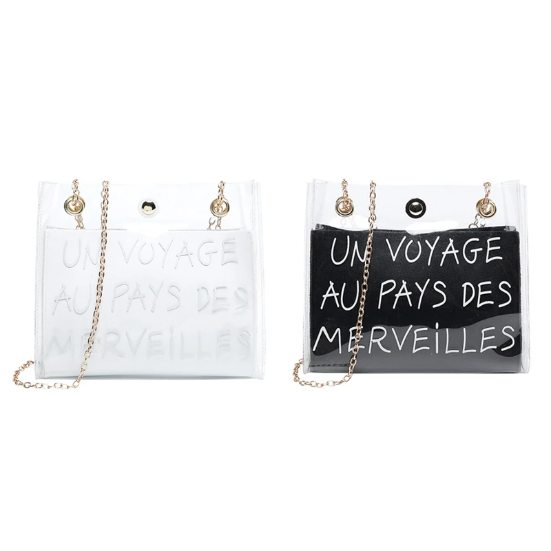 

ABZC-2 Pcs Fashion Small Shoulder Bag Women Etter Small Crossbody Messenger Bucket Bag Sling Bag Jelly Color Chain Mobile Phone