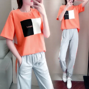

Summer 2020 New Fashion Printing Women 2 Piece Set Loose Hip Hop Casual Outfit Running Two Piece Set Woman Clothes