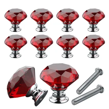 

New 10P 30mm Diamond Shape Crystal Glass Drawer Cabinet Knobs Pull Handles Kitchen Door Handles Wardrobe Hardware Hot Sale