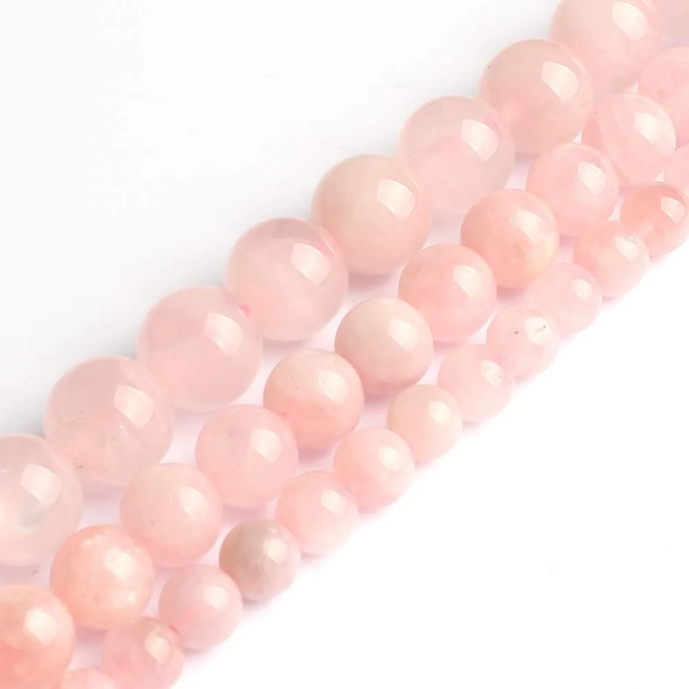 madagascar rose quartz_Love Beads 天然宝石圆珠珠宝制作 38.10 厘米 4-6-8-10-12mm 半宝石珠 灰石_1