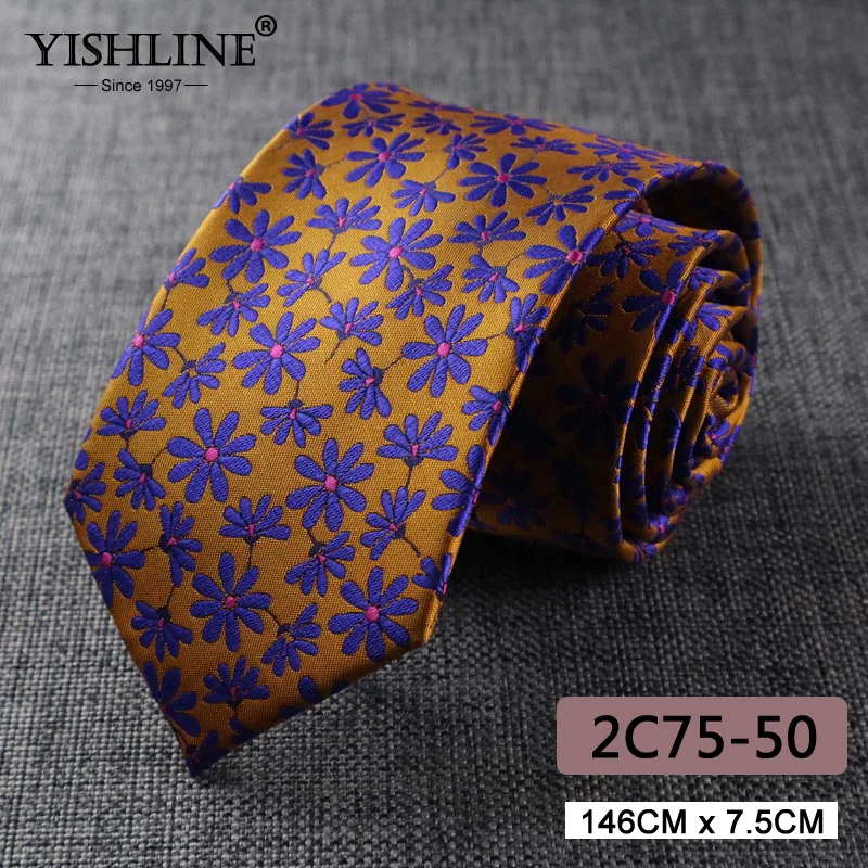 Новый 2,96 "Для мужчин Пейсли клетка, жаккард Тканый полиэстерный шелковый галстук 7,5 см полосатые галстуки Для мужчин Бизнес Свадебная