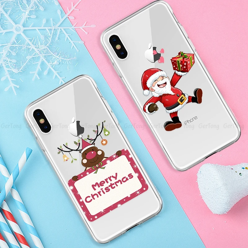 Рождественские новогодние подарки Милый лось Телефон чехол для iPhone 6 6S 7 8 Plus Чехлы XS Max XR X XI XIR 11 TPU силиконовый чехол