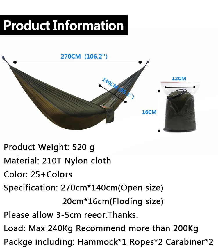 Открытый гамак с 3 м дерево Веревки Нейлон складной Сверхлегкий Портативный гамаки для путешествий кампуса для отдыха 270*140 см