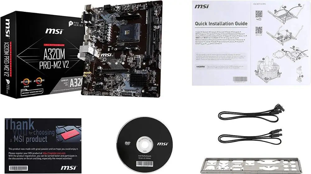 MSI A320M PRO M2 V2 системная плата AMD Socket am4 ddr4 memory rams M.2 SATAIII ssd HDMI + VGA DVI PCI E 3 0X16 материнская