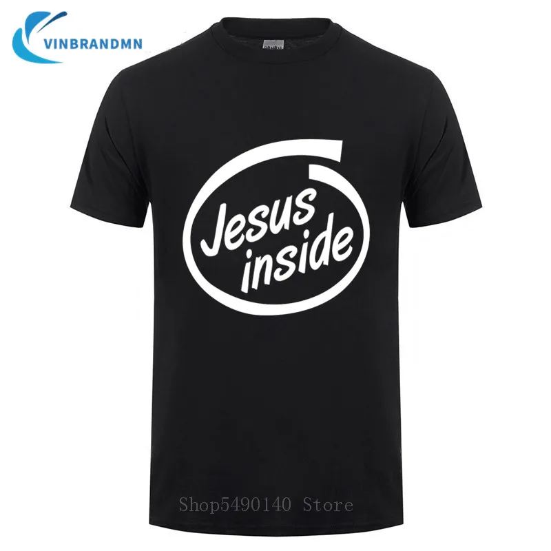 Новейшая 100% хлопковая Футболка с принтом на заказ Jesus Lnside черная хипстерская
