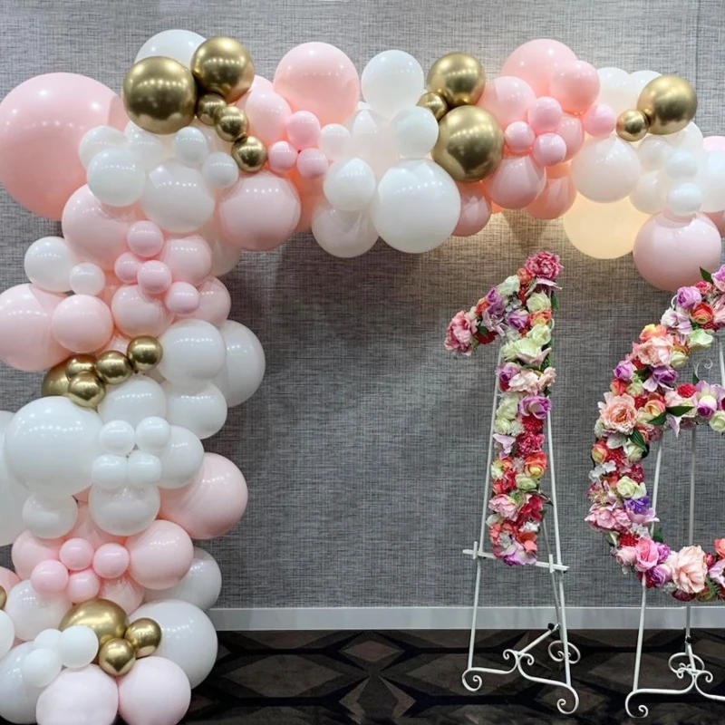 Pink White Gold Baby Shower Christening Birthday Party Decorations