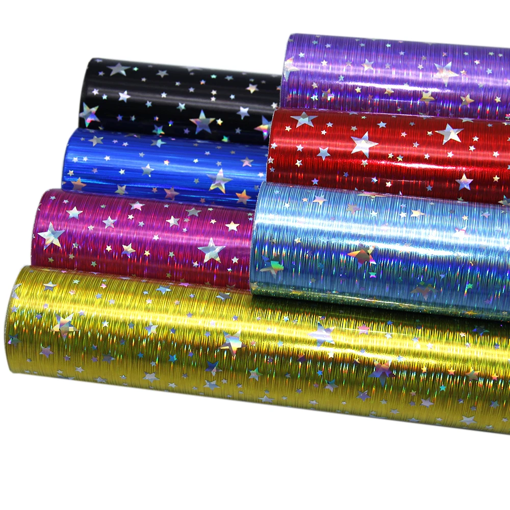 

7PCS/Set 20*34cm Starfish Hologram Synthetic Leather,DIY handmade materials For bag shoes phone case,1Yc7303