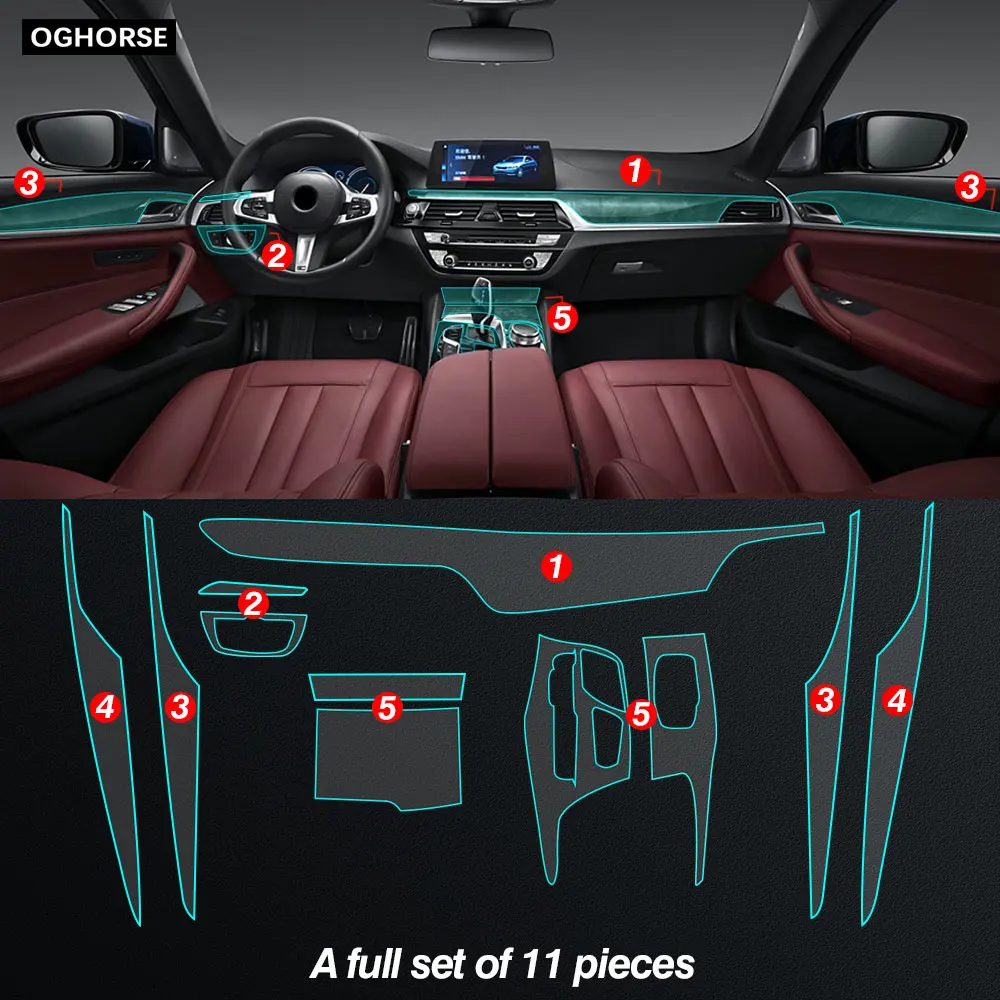 

Car Interior Protective Film Central Console Gear Panel Stickers Selfing Healing Cover For BMW 5 Series G30 2017-On Accessories