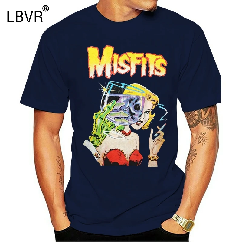Misfits Для мужчин s формы вновь Slim Fit Футболка женщин XX Большой черного цвета с