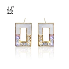 DREJEW зеленые золотые прямоугольные серьги-капельки для женщин Рождество 925 запонка из сплава серьги для женщин Свадебные украшения HE0121