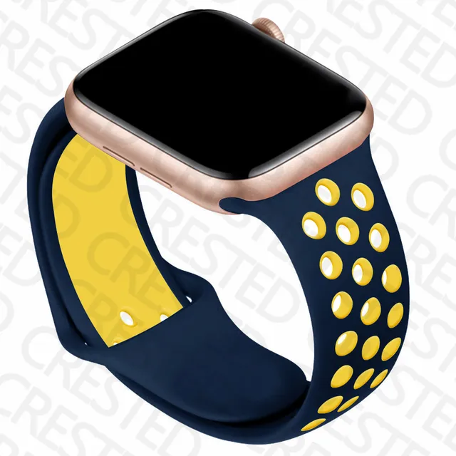 Silicone Strap For Apple Watch band 44mm 40mm iWatch 38mm 42mm Smartwatch watchband Bracelet Apple Watch 6 SE 5 4 3 Accessories Midnight blue-yellow