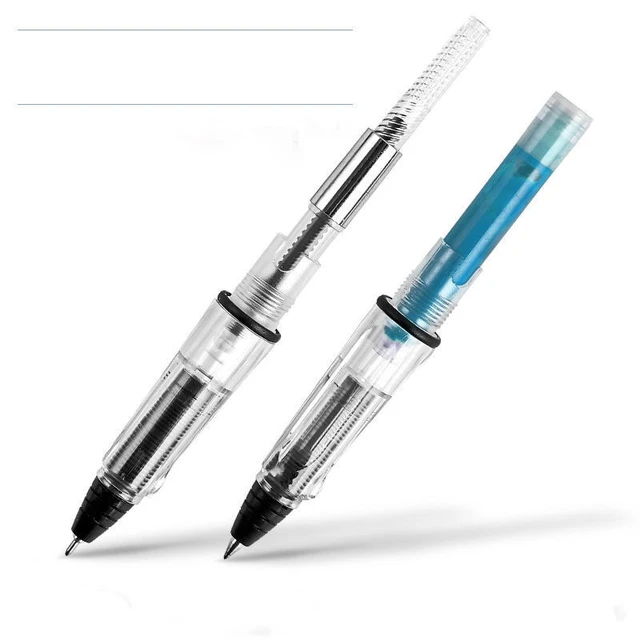 Piston Fountain Pen 4 Colors Refillable Ink Student's Posture Pens