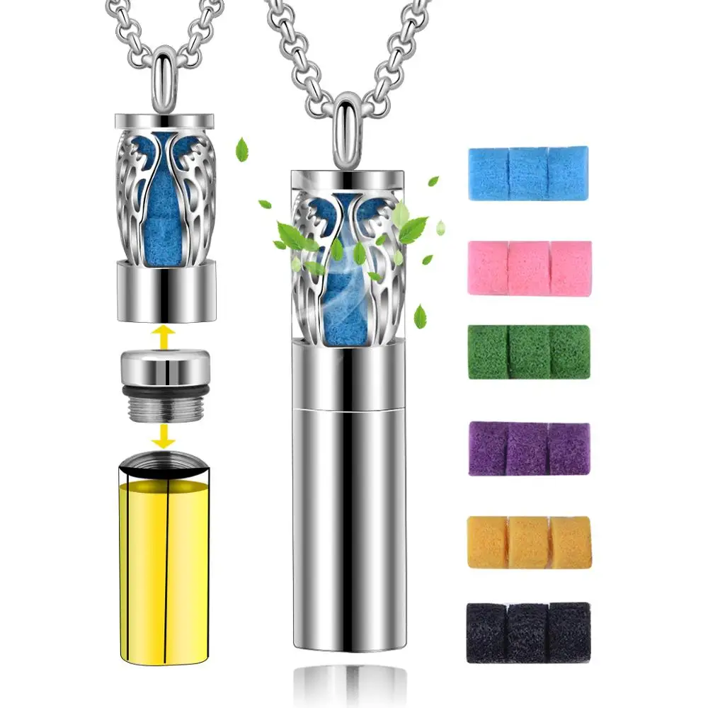 EUDORA Aromatherapy Diffuser wing Pattern Pendant Locket Necklace