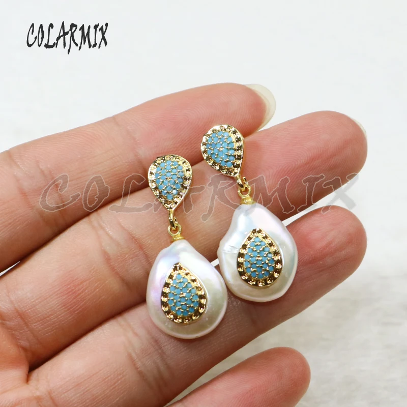 5 pairs natural pearl earrings drop earring dangle earrings pearl earrings mix color charm gems accessories for women 6146