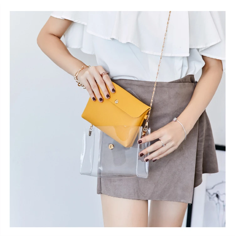 

2019 Fashion PVC Jelly Bag Women Small Transparent Shoulder Handbags Mini Mobile Phone Chain Crossbody Messenger Bag for Girls